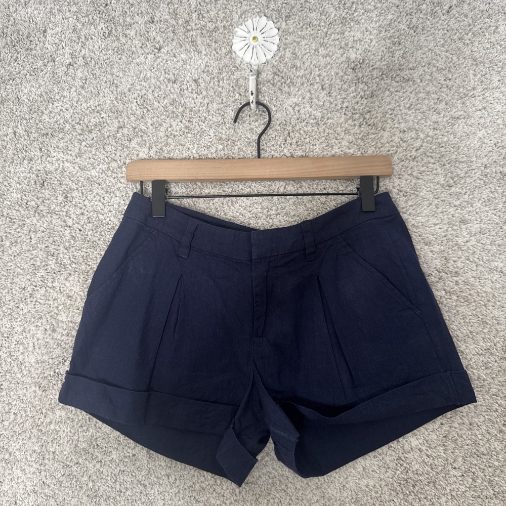 Joie Linen Cuffed Shorts Size 4 Navy Blue Pockets Lightweight Summer Coastal‎